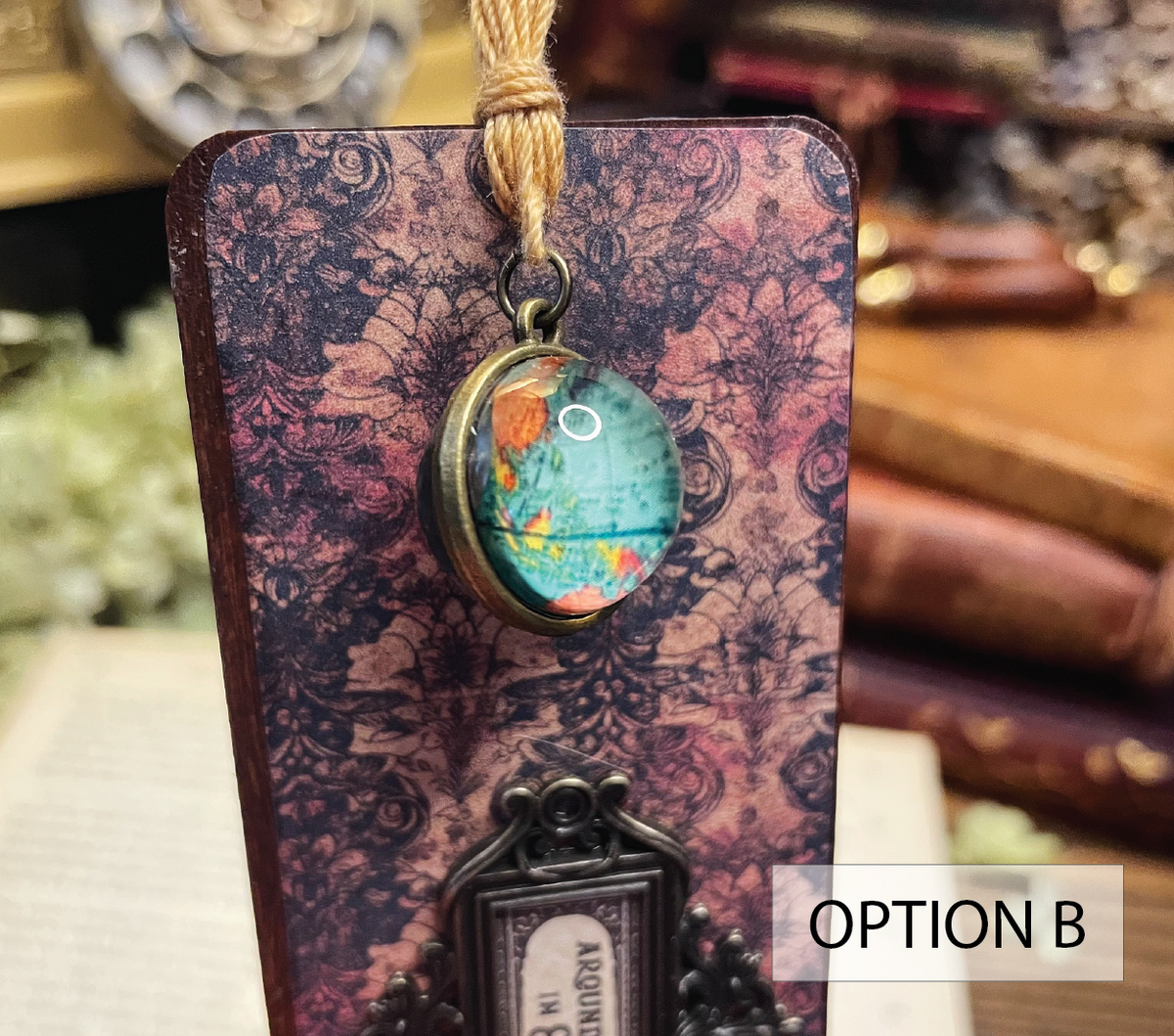 Around the World in 80 Days Bookmark: Handmade Wood Bookmark with Tassel and Charm
