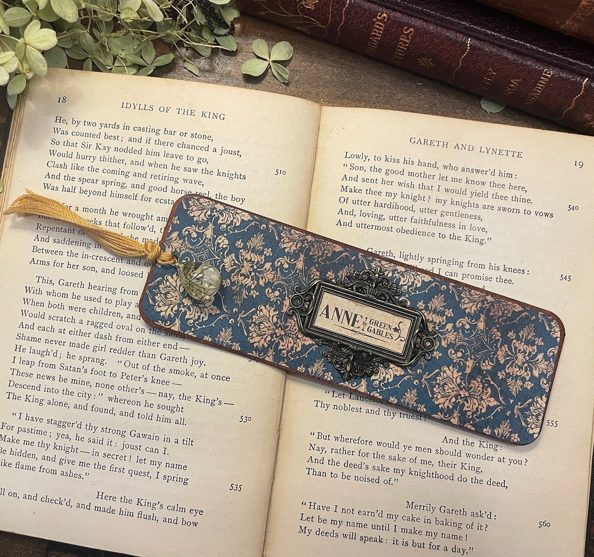 Anne of Green Gables Bookmark: Handmade Wood Bookmark with Tassel and Charm