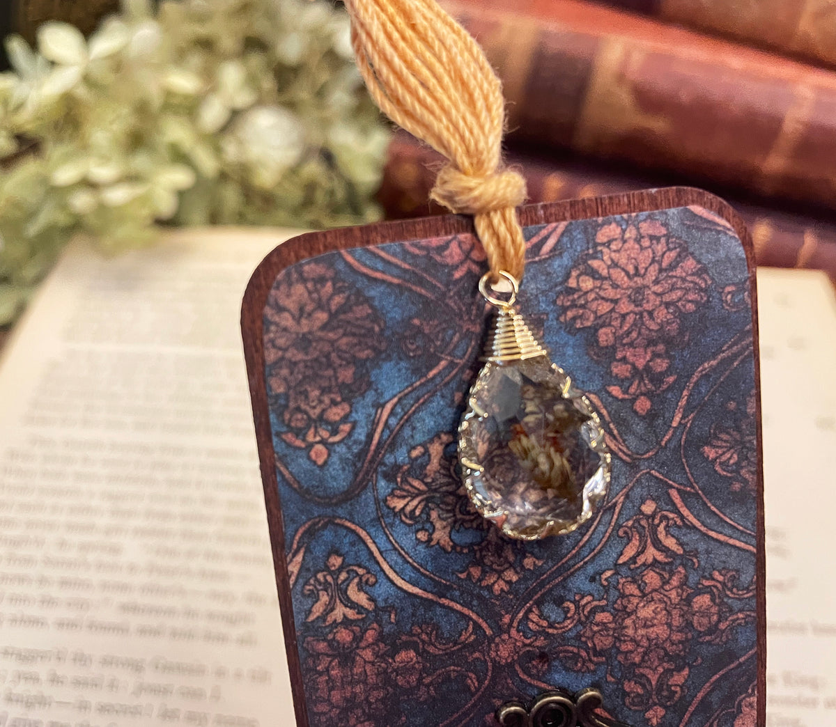 Beauty & the Beast Bookmark: Handmade Wood Bookmark with Tassel and Charm