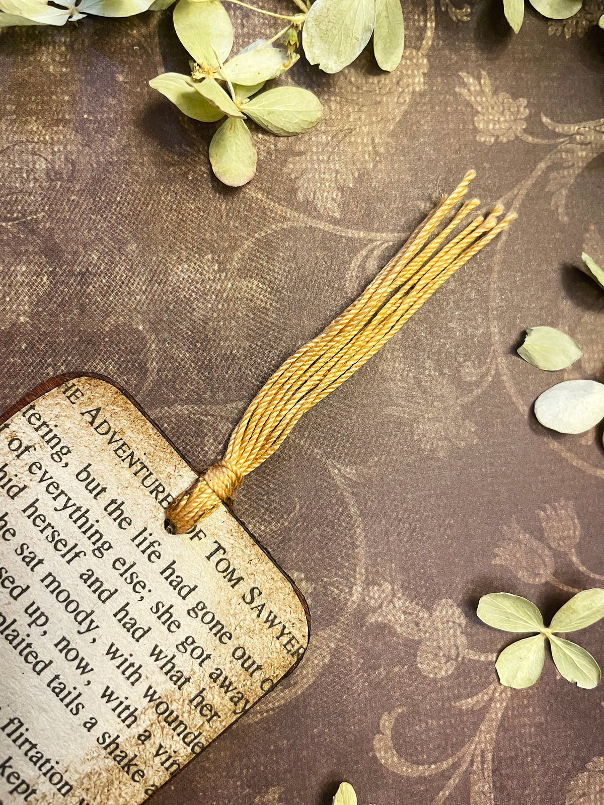 Handmade Wood Bookmark with Book Pages from Classic Titles