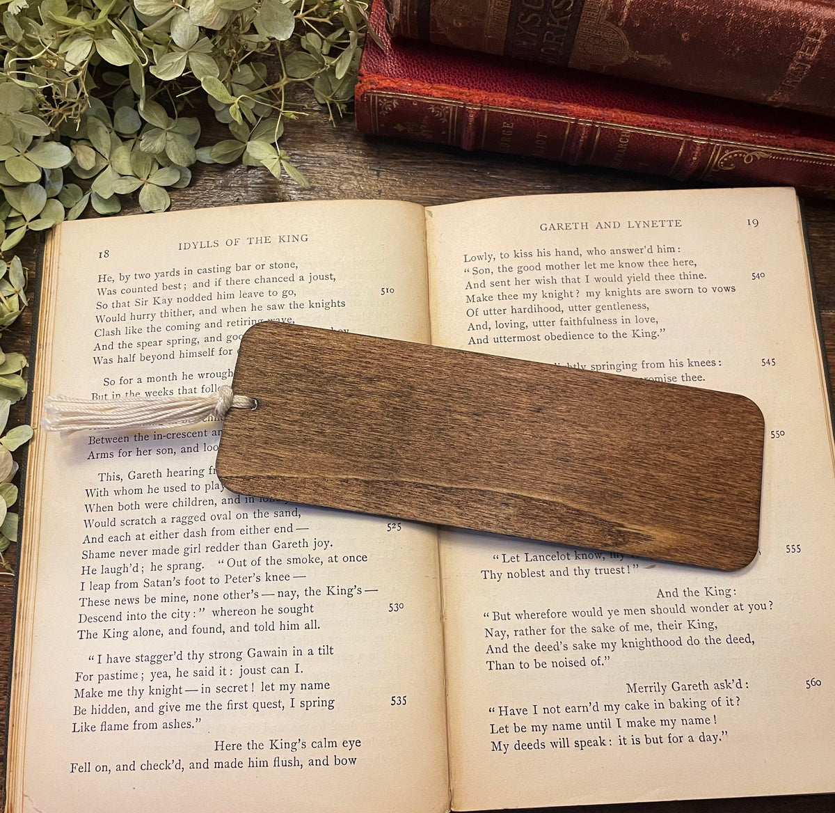 Brontë: Handmade Wood Bookmark with Tassel and Charm