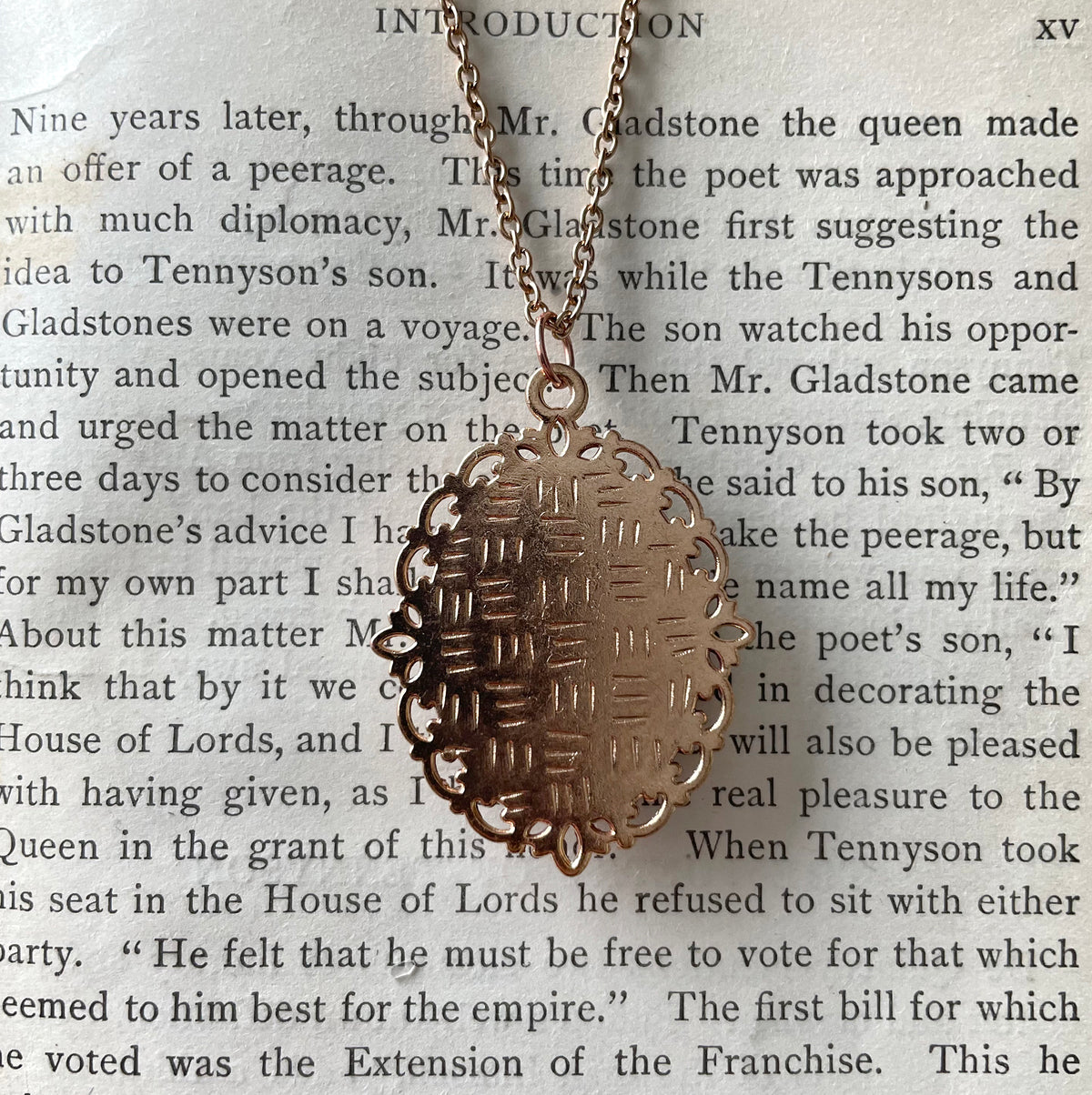 Charlotte Brontë Pendant Necklace, Rose Gold Necklace, Portrait Necklace, 18” rose gold chain