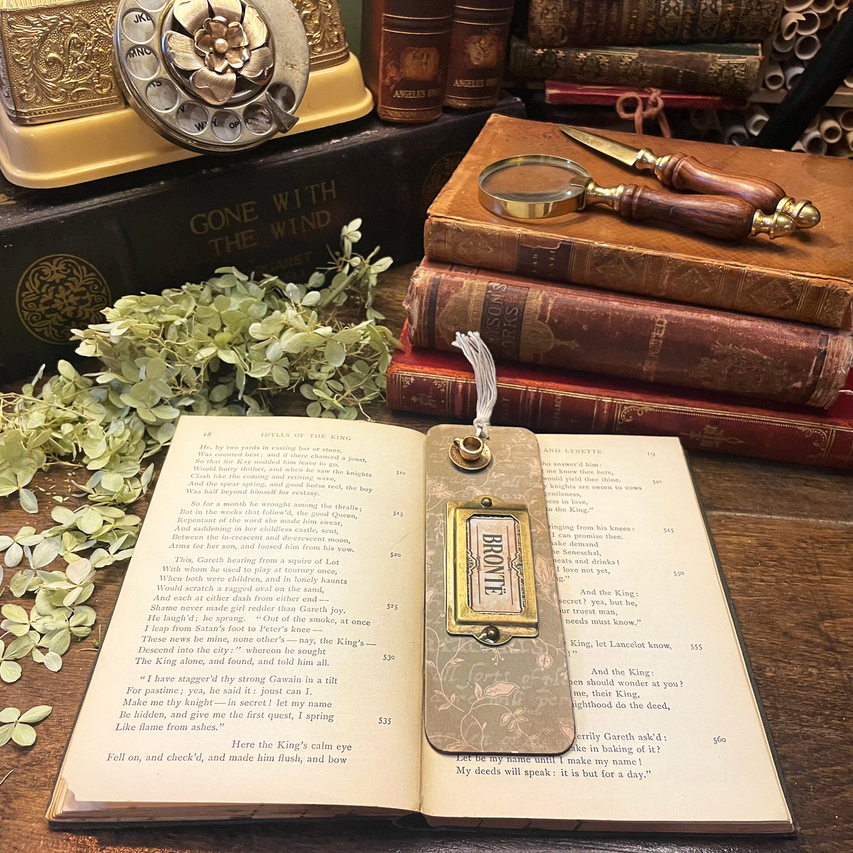 Brontë: Handmade Wood Bookmark with Tassel and Charm