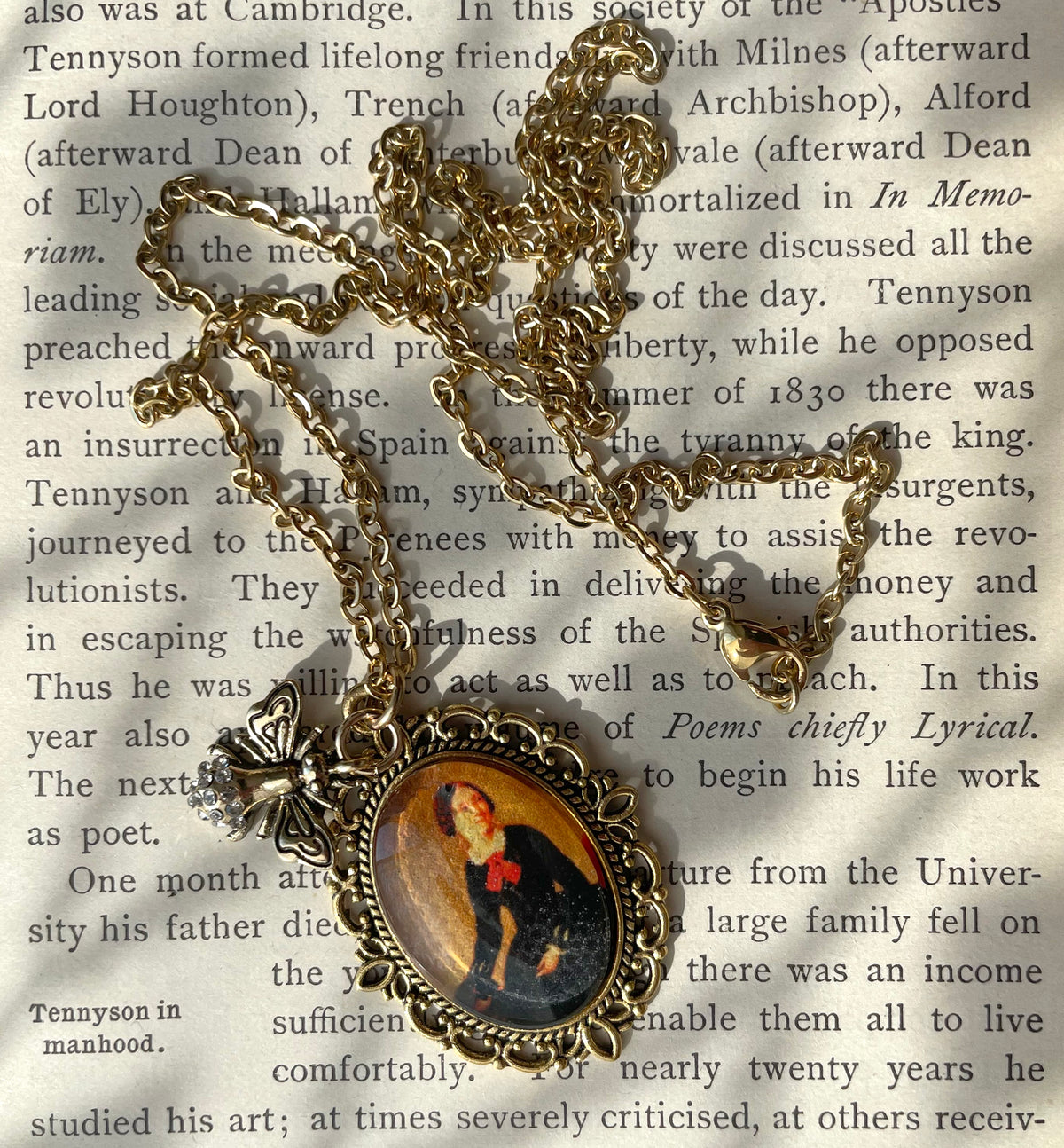 Charlotte Brontë Pendant Necklace, Gold Necklace, Portrait Necklace, 20” gold chain