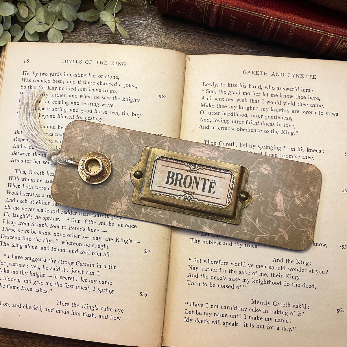 Brontë: Handmade Wood Bookmark with Tassel and Charm