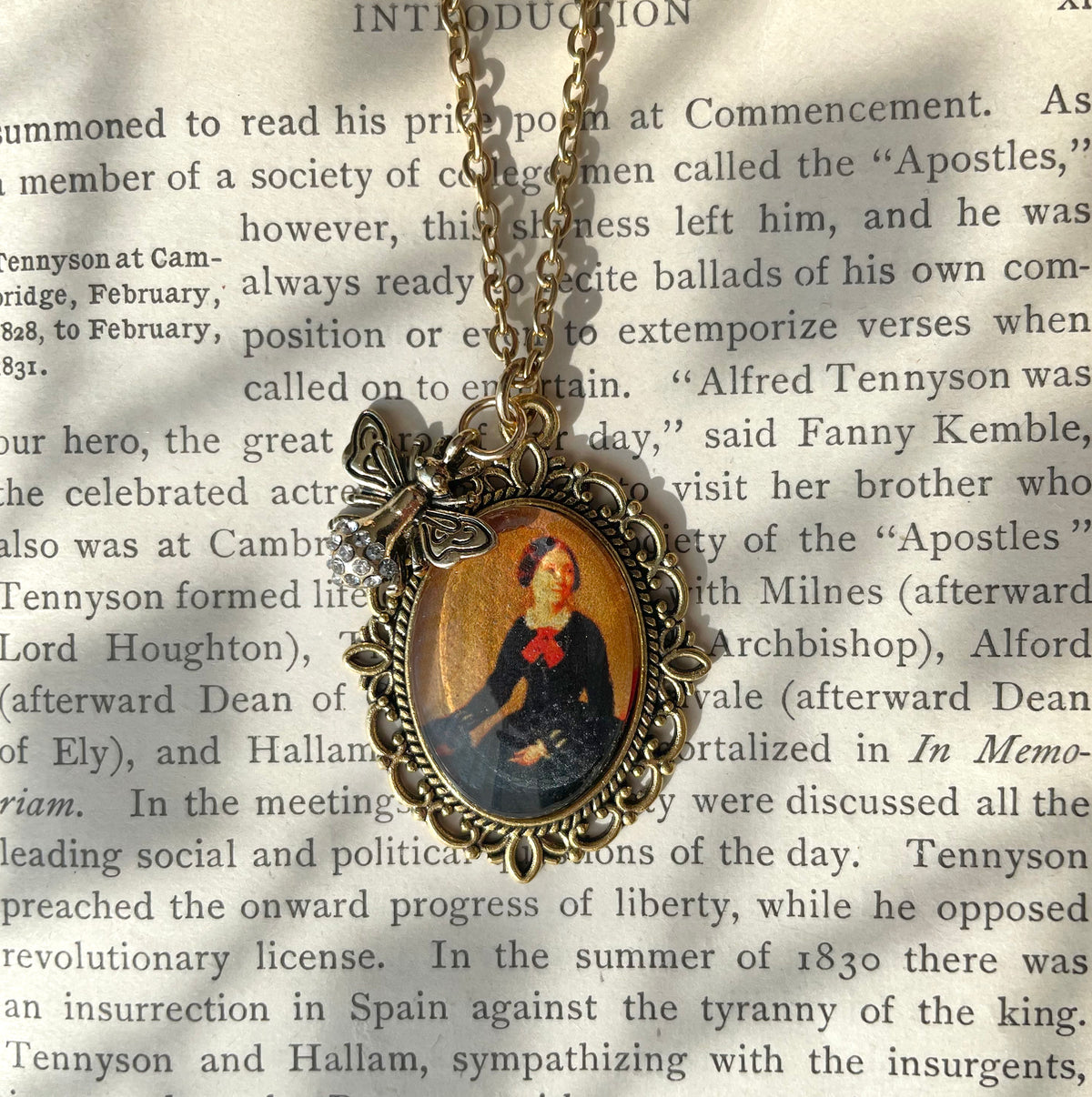 Charlotte Brontë Pendant Necklace, Gold Necklace, Portrait Necklace, 20” gold chain