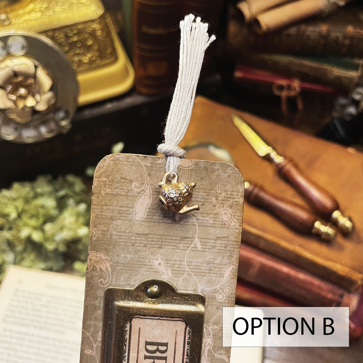 Brontë: Handmade Wood Bookmark with Tassel and Charm