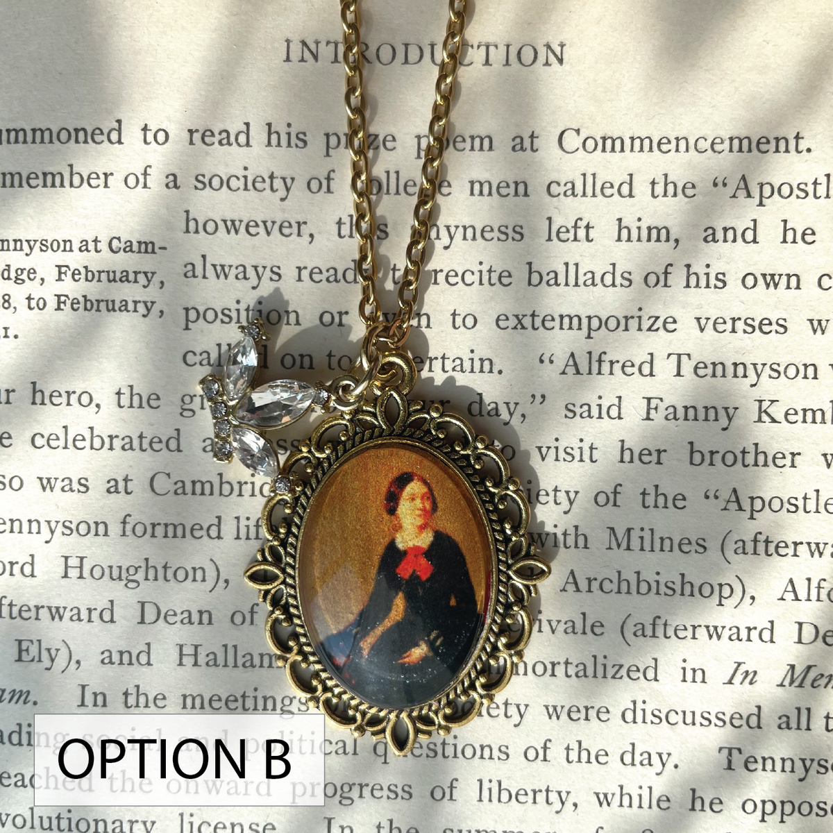 Charlotte Brontë Pendant Necklace, Gold Necklace, Portrait Necklace, 20” gold chain