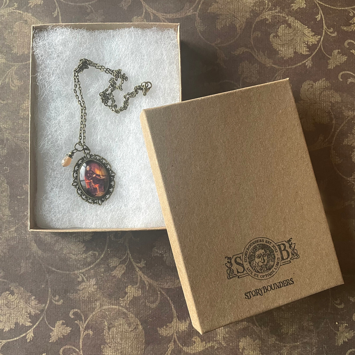 Charles Dickens Pendant Necklace, Bronze Necklace, Portrait Necklace, 18” bronze chain
