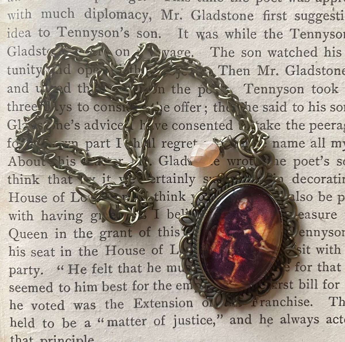 Charles Dickens Pendant Necklace, Bronze Necklace, Portrait Necklace, 18” bronze chain