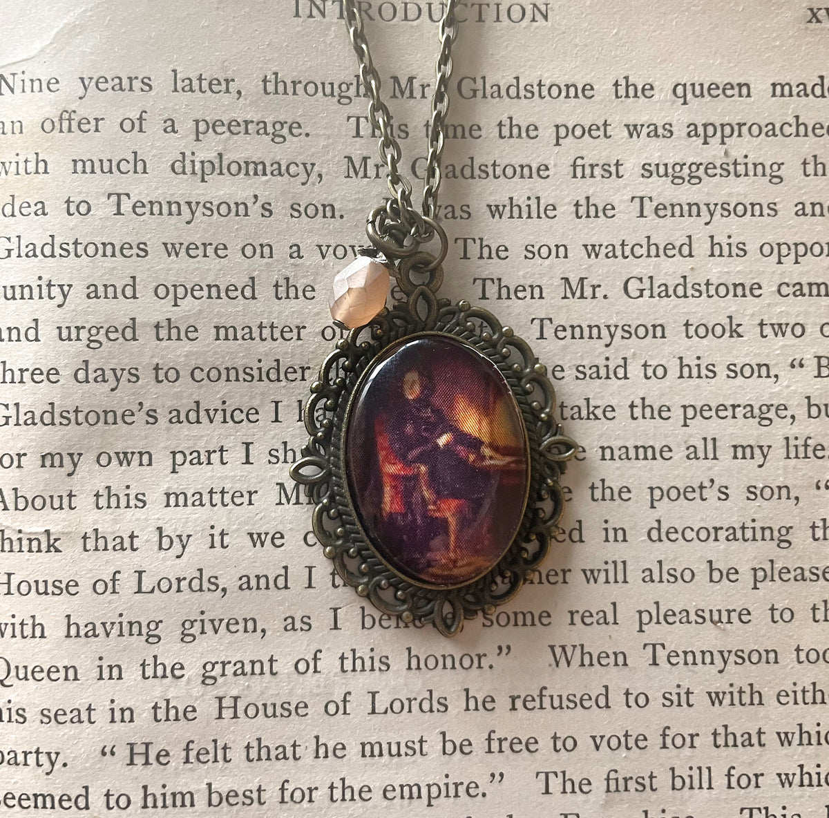Charles Dickens Pendant Necklace, Bronze Necklace, Portrait Necklace, 18” bronze chain