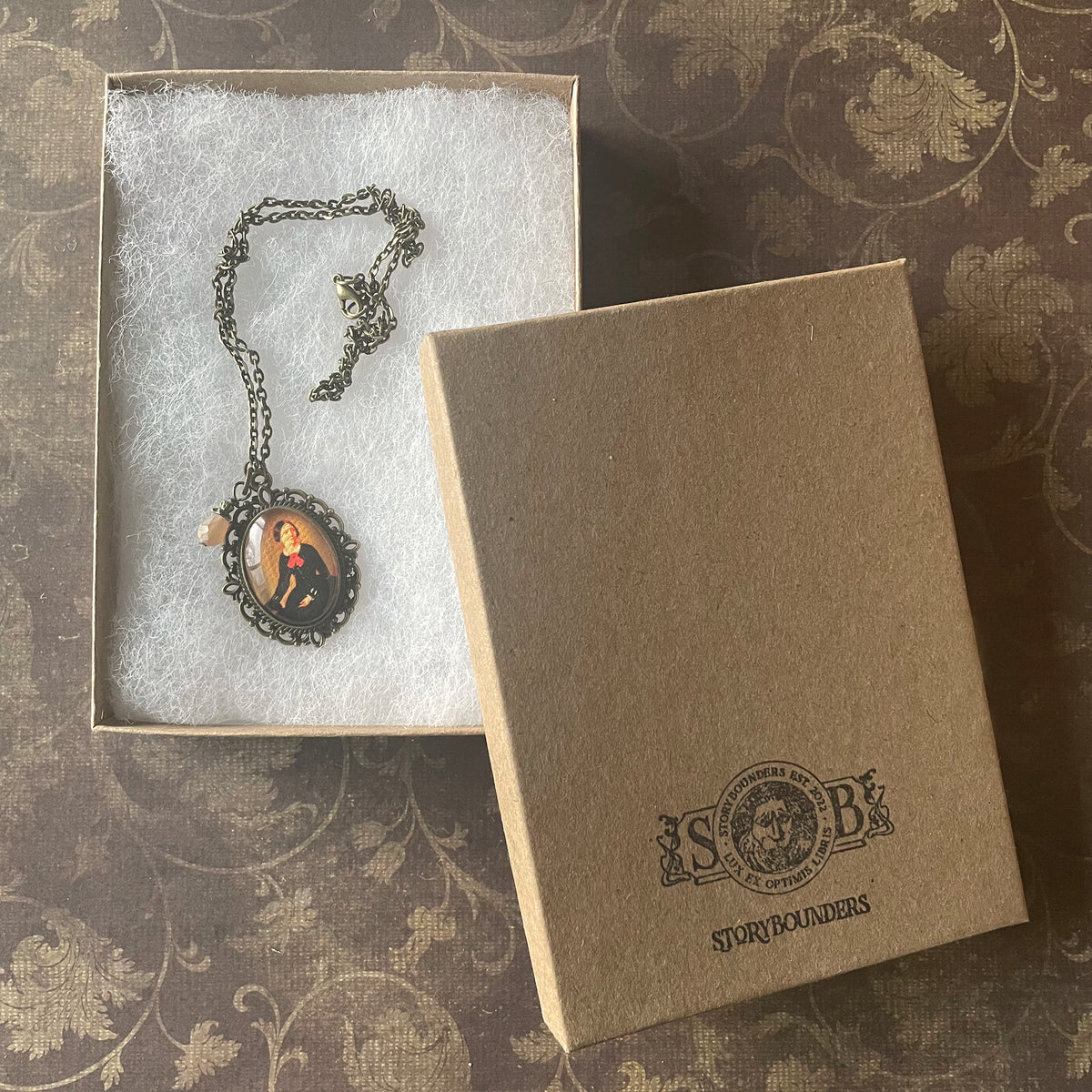 Charlotte Brontë Pendant Necklace, Bronze Necklace, Portrait Necklace, 18” bronze chain