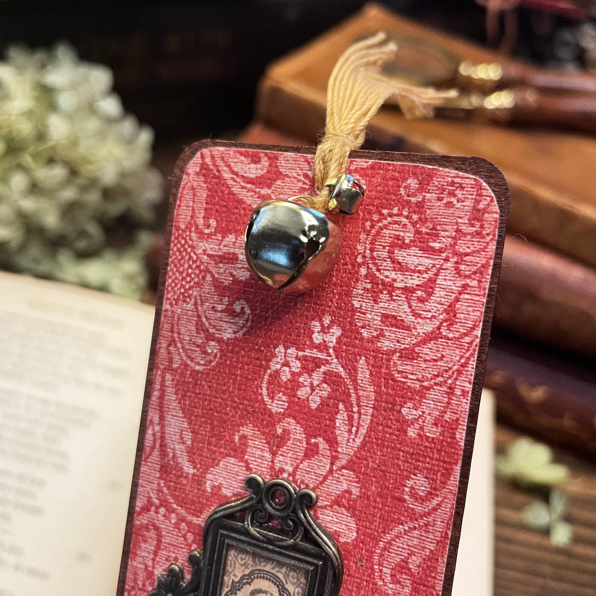 A Christmas Carol Bookmark: Handmade Wood Bookmark with Tassel and Charm