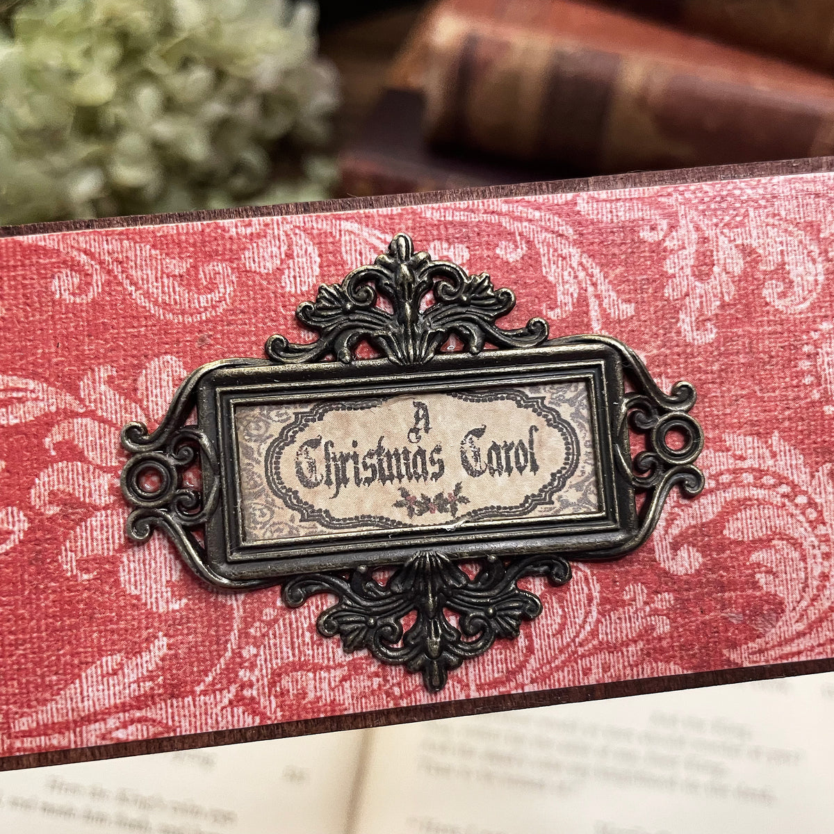 A Christmas Carol Bookmark: Handmade Wood Bookmark with Tassel and Charm