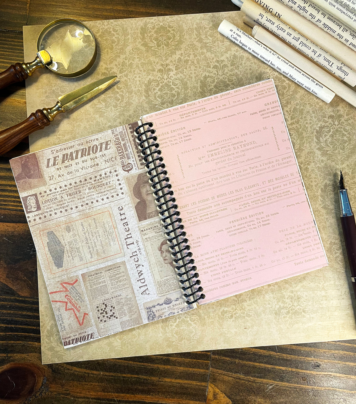 Reading Journal (featuring "Afternoon Reading" by Fernand Toussaint), handmade journal with book pages from classic titles