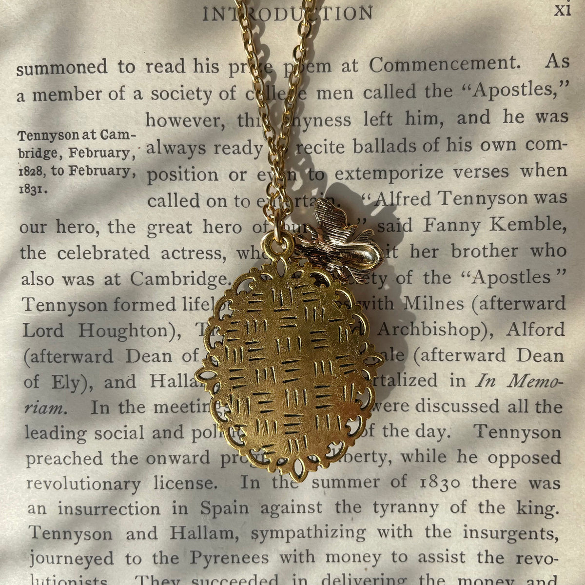Charles Dickens Pendant Necklace, Gold Necklace, Portrait Necklace, 20” gold chain