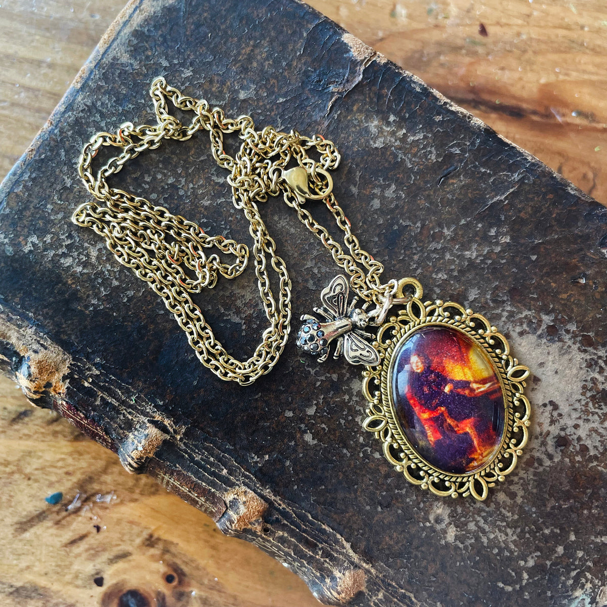 Charles Dickens Pendant Necklace, Gold Necklace, Portrait Necklace, 20” gold chain