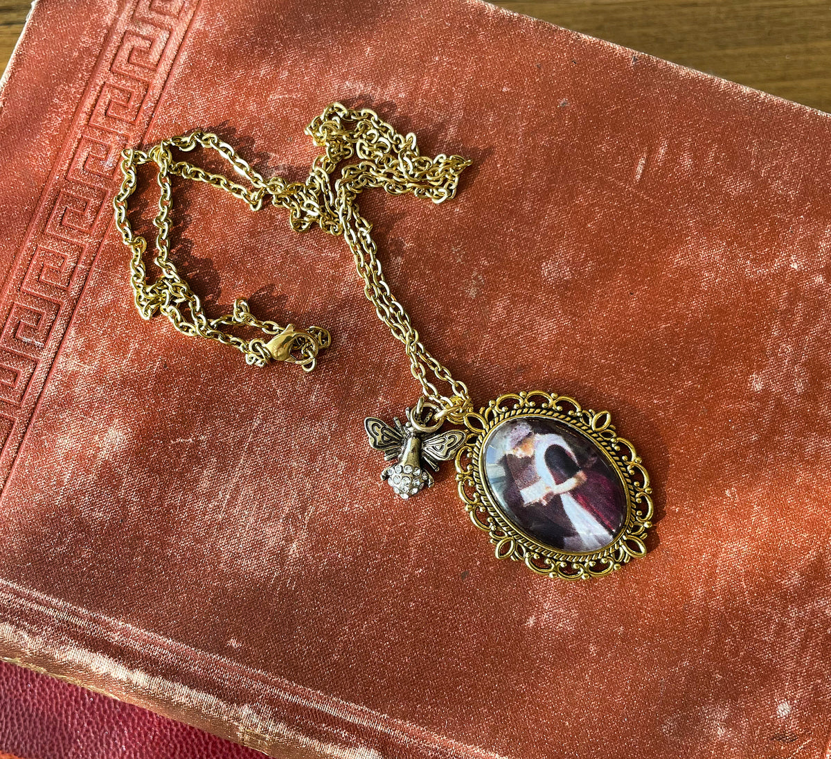 Amsterdam Orphan Girl Pendant Necklace, Gold Necklace, Portrait Necklace, 20” gold chain