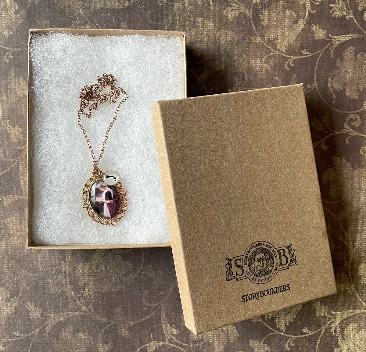 Amsterdam Orphan Girl Pendant Necklace, Rose Gold Necklace, Portrait Necklace, 18” rose gold chain