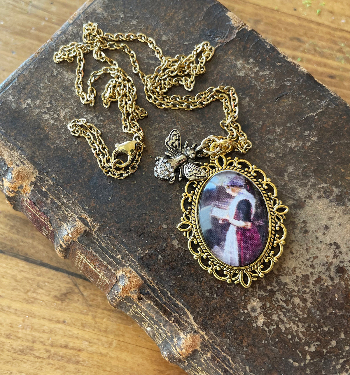 Amsterdam Orphan Girl Pendant Necklace, Gold Necklace, Portrait Necklace, 20” gold chain