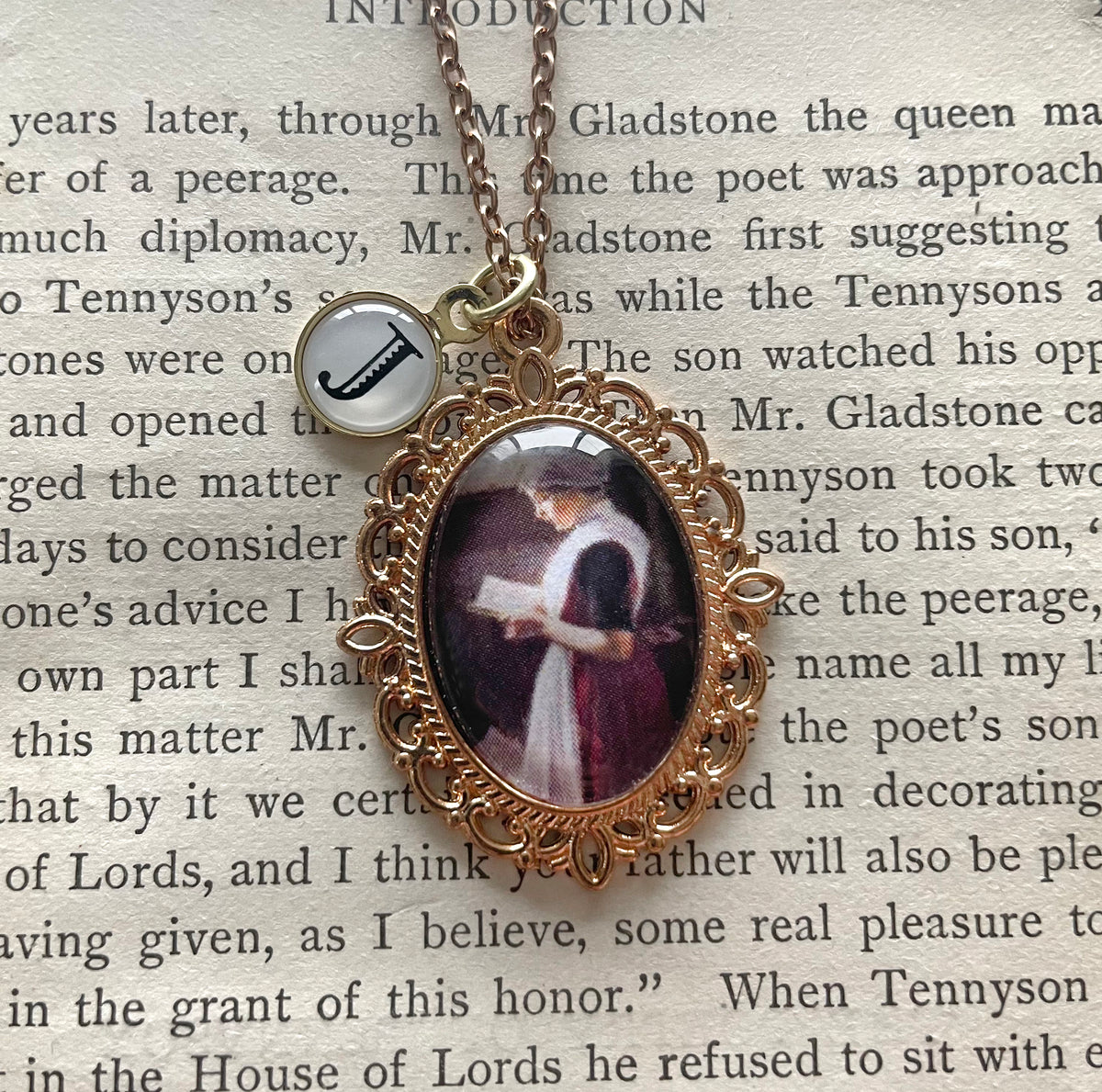 Amsterdam Orphan Girl Pendant Necklace, Rose Gold Necklace, Portrait Necklace, 18” rose gold chain