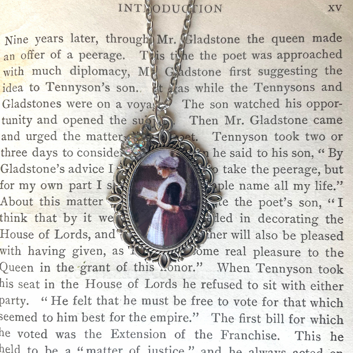Amsterdam Orphan Girl Pendant Necklace, Silver Necklace, Portrait Necklace, 18” silver chain