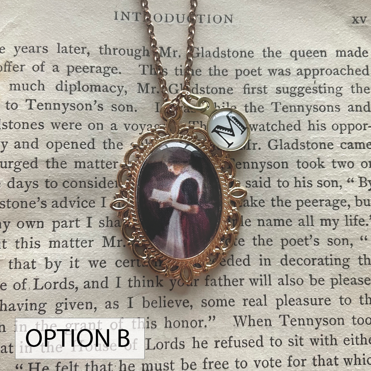 Amsterdam Orphan Girl Pendant Necklace, Rose Gold Necklace, Portrait Necklace, 18” rose gold chain