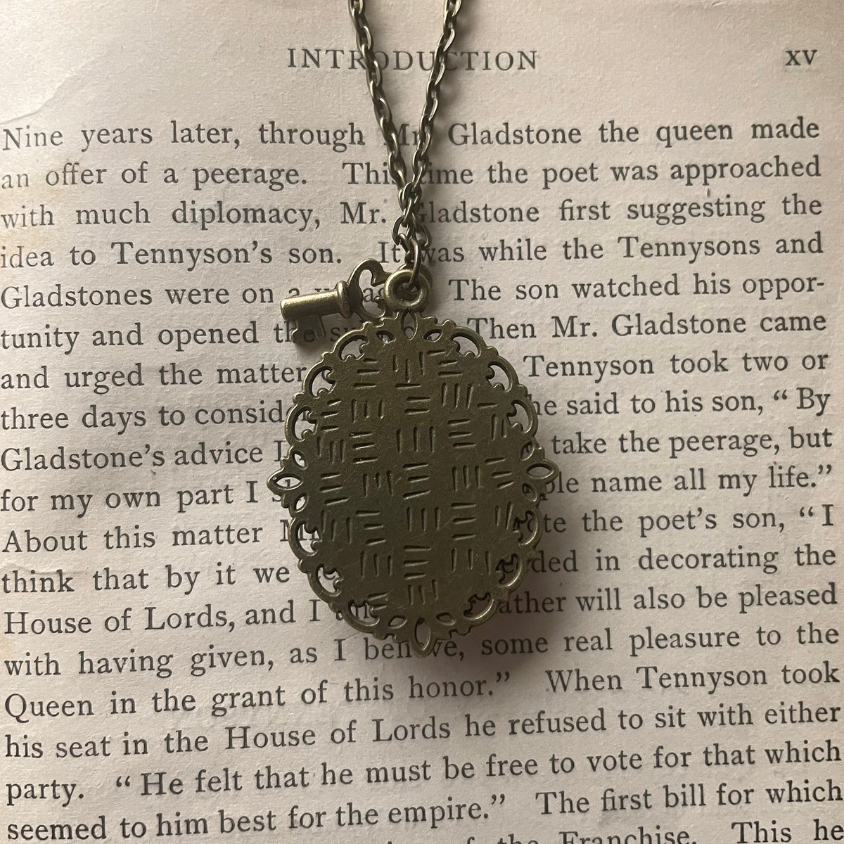 A Young Girl Reading Pendant Necklace, Bronze Necklace, Portrait Necklace, 18” bronze chain