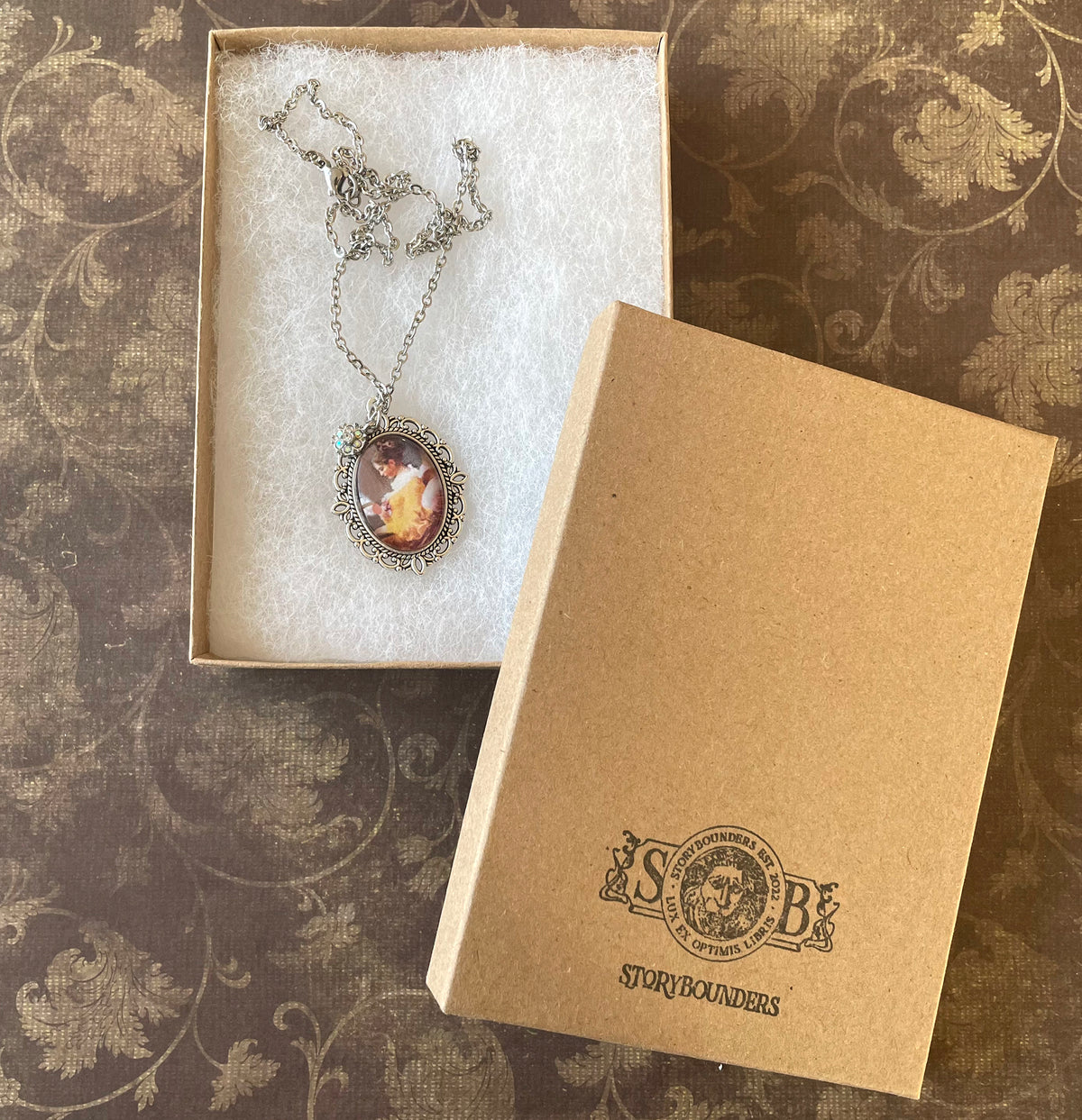 A Young Girl Reading Pendant Necklace, Silver Necklace, Portrait Necklace, 18” silver chain