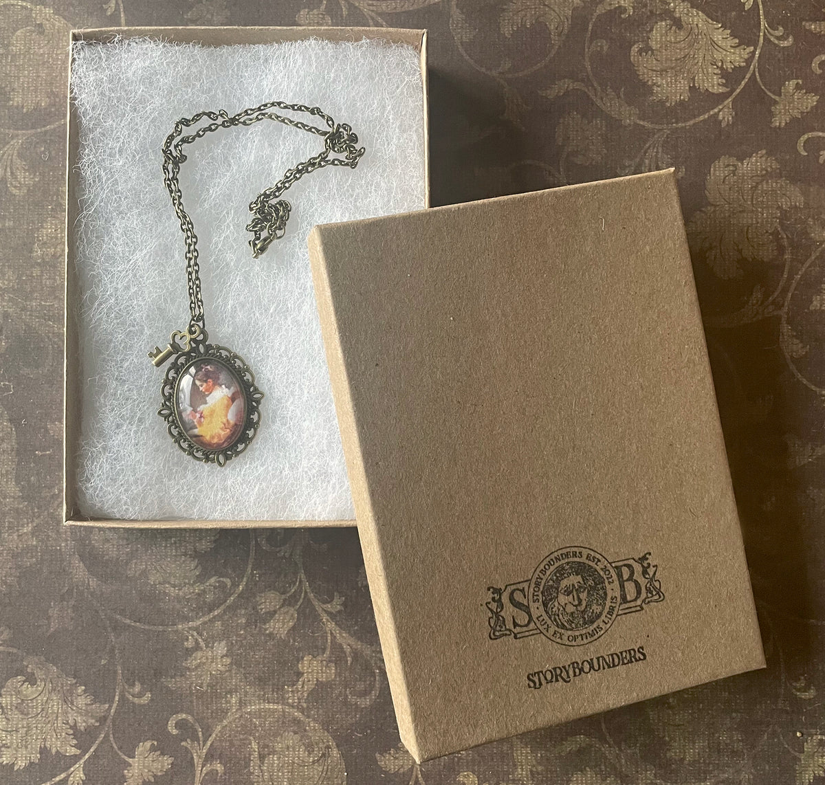 A Young Girl Reading Pendant Necklace, Bronze Necklace, Portrait Necklace, 18” bronze chain
