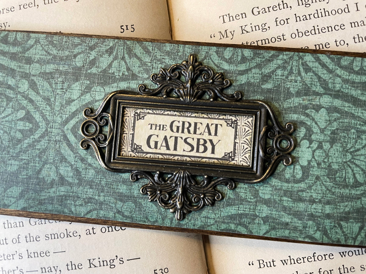 The Great Gatsby Bookmark: Handmade Wood Bookmark with Tassel and Charm