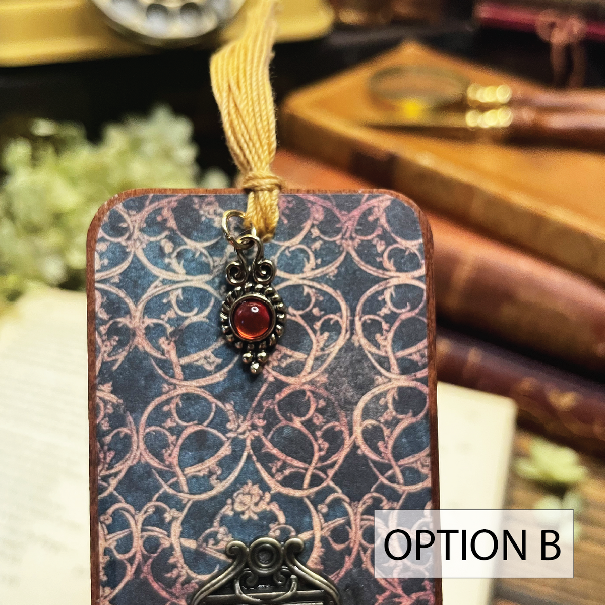 Grimm's Fairytales Bookmark: Handmade Wood Bookmark with Tassel and Charm