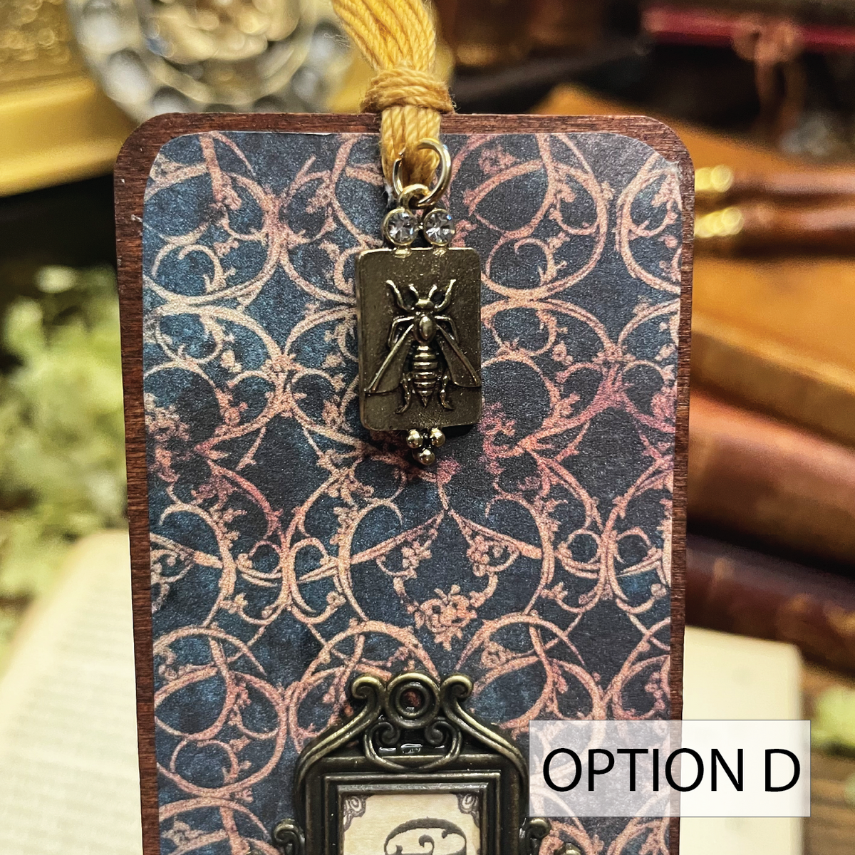 Grimm's Fairytales Bookmark: Handmade Wood Bookmark with Tassel and Charm