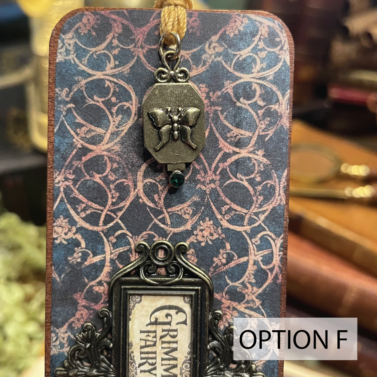 Grimm's Fairytales Bookmark: Handmade Wood Bookmark with Tassel and Charm