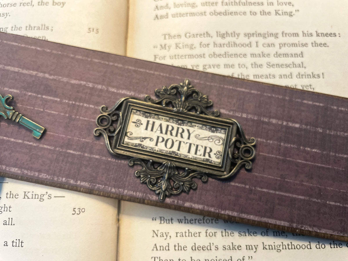 Harry Potter Bookmark: Handmade Wood Bookmark with Tassel and Charm