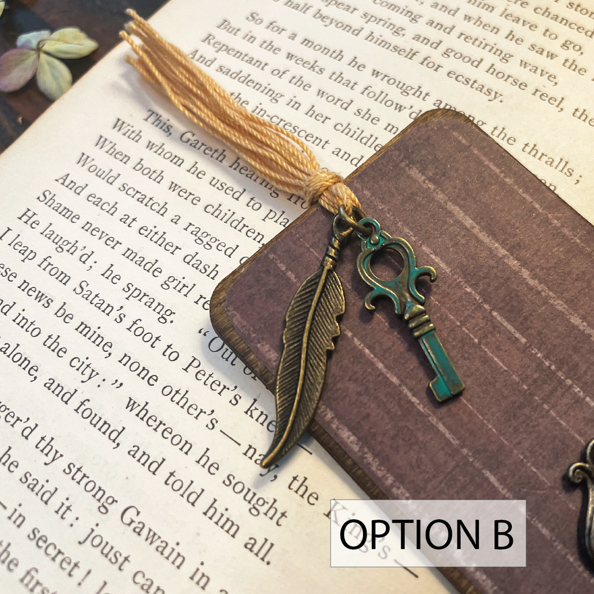 Harry Potter Bookmark: Handmade Wood Bookmark with Tassel and Charm