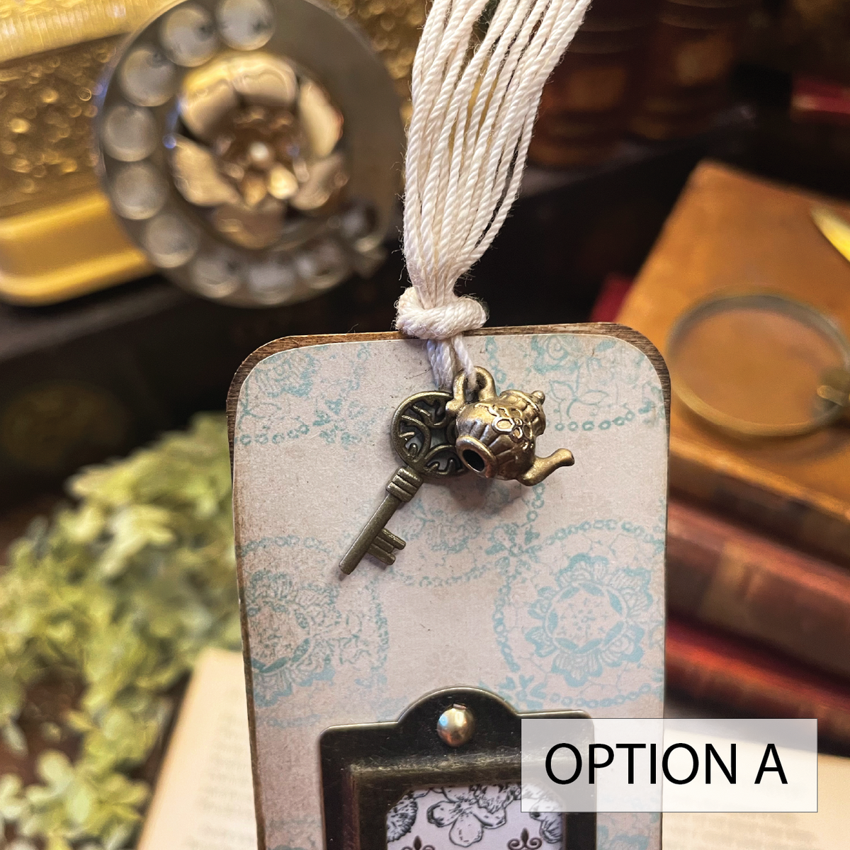 Heidi Bookmark: Handmade Wood Bookmark with Tassel and Charm