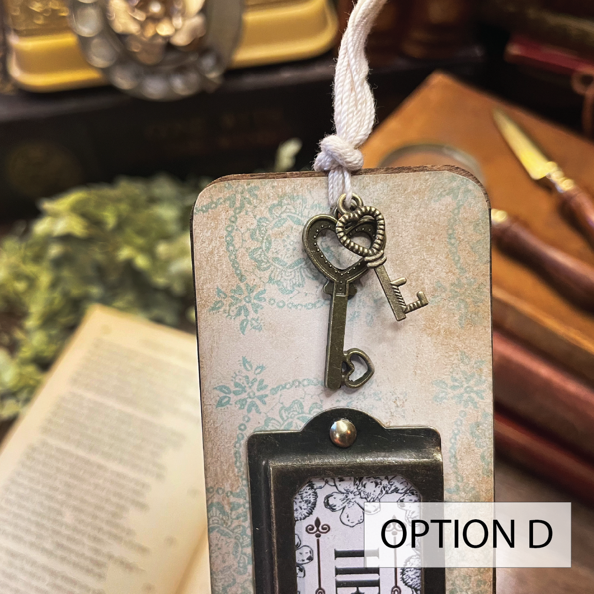 Heidi Bookmark: Handmade Wood Bookmark with Tassel and Charm