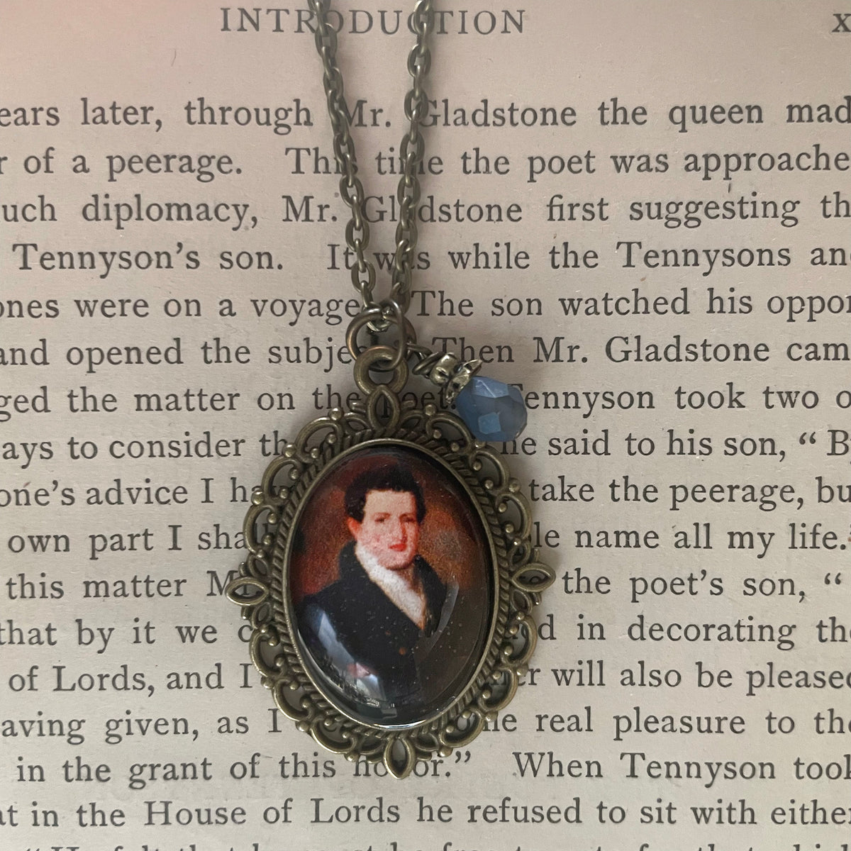 James Fenimore Cooper Pendant Necklace, Bronze Necklace, Portrait Necklace, 18” bronze chain