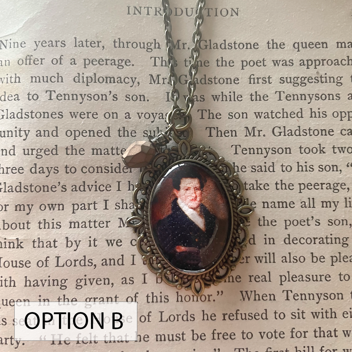 James Fenimore Cooper Pendant Necklace, Bronze Necklace, Portrait Necklace, 18” bronze chain