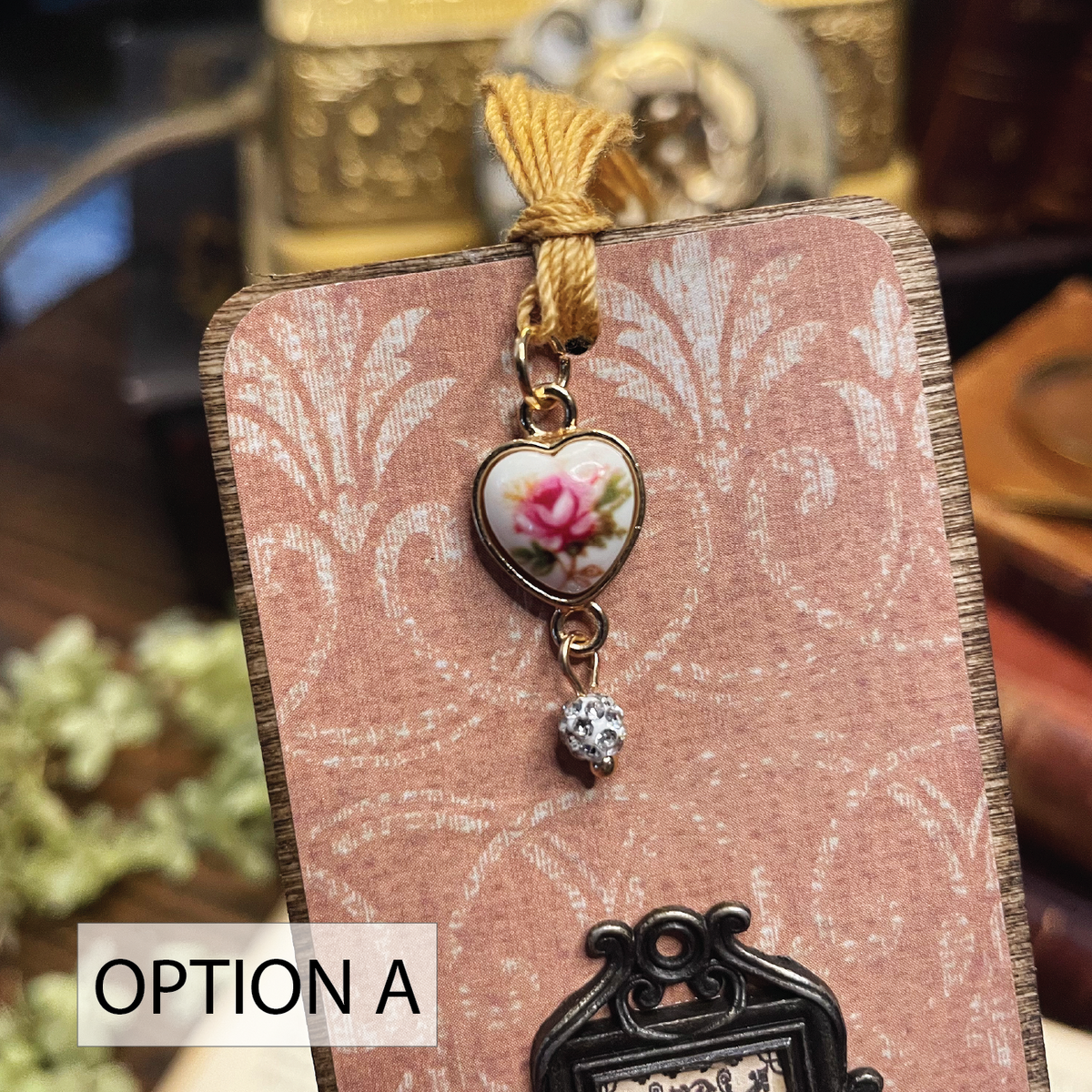 Jane Austen Bookmark: Handmade Wood Bookmark with Tassel and Charm