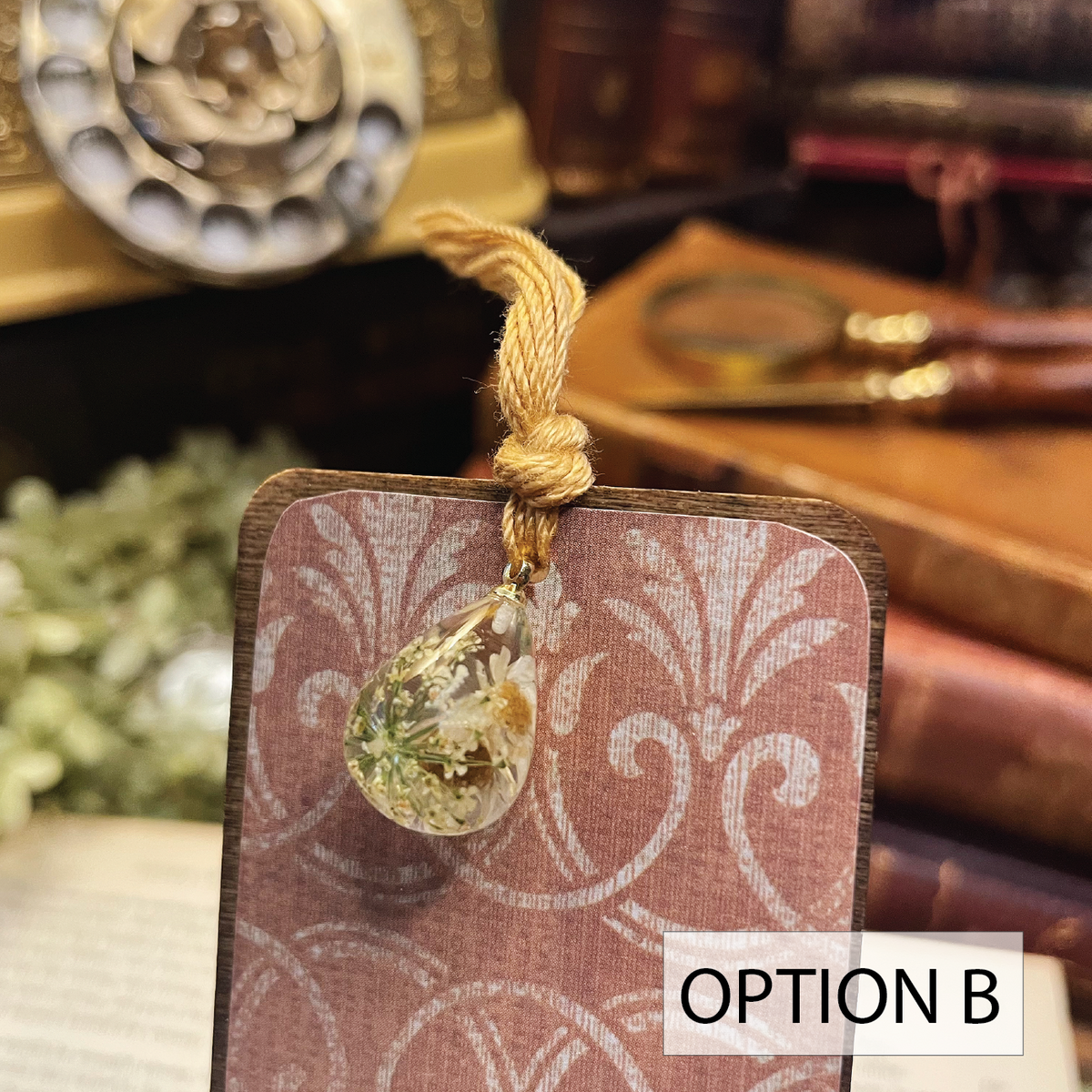 Jane Austen Bookmark: Handmade Wood Bookmark with Tassel and Charm