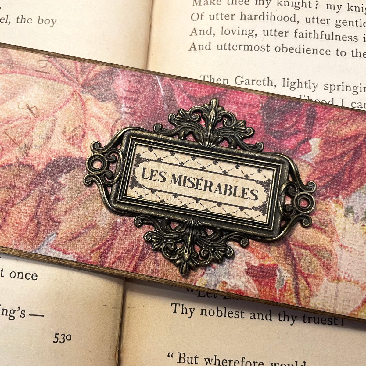 Les Miserables Bookmark: Handmade Wood Bookmark with Tassel and Charm
