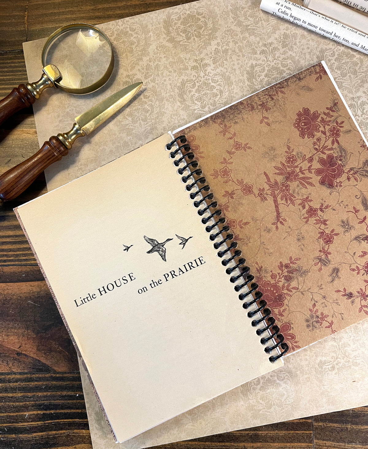 Reading Journal ("Young Girl Reading" by Jean-Honoré Fragonard), handmade journal featuring book pages from classic titles