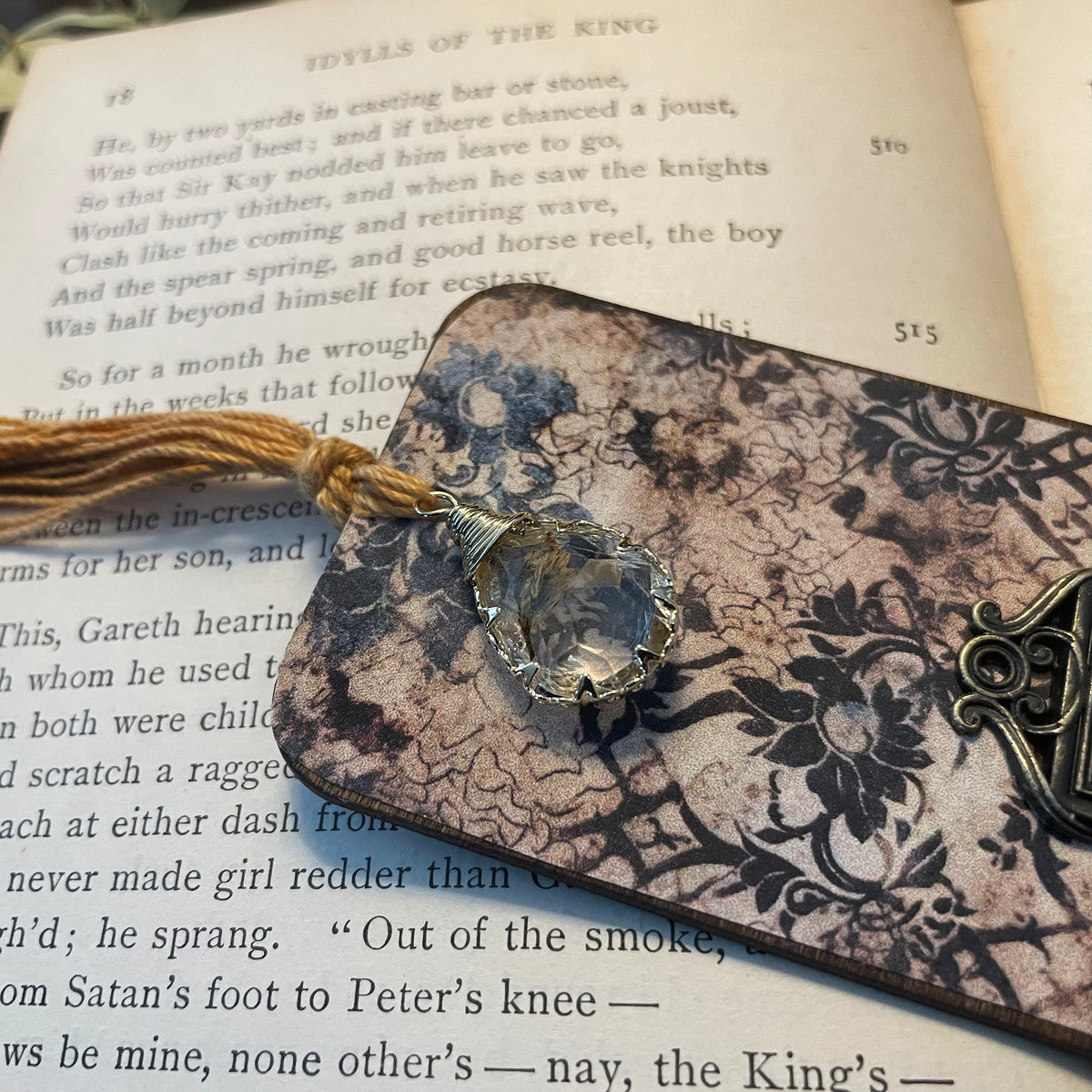 Little Women Bookmark: Handmade Wood Bookmark with Tassel and Charm