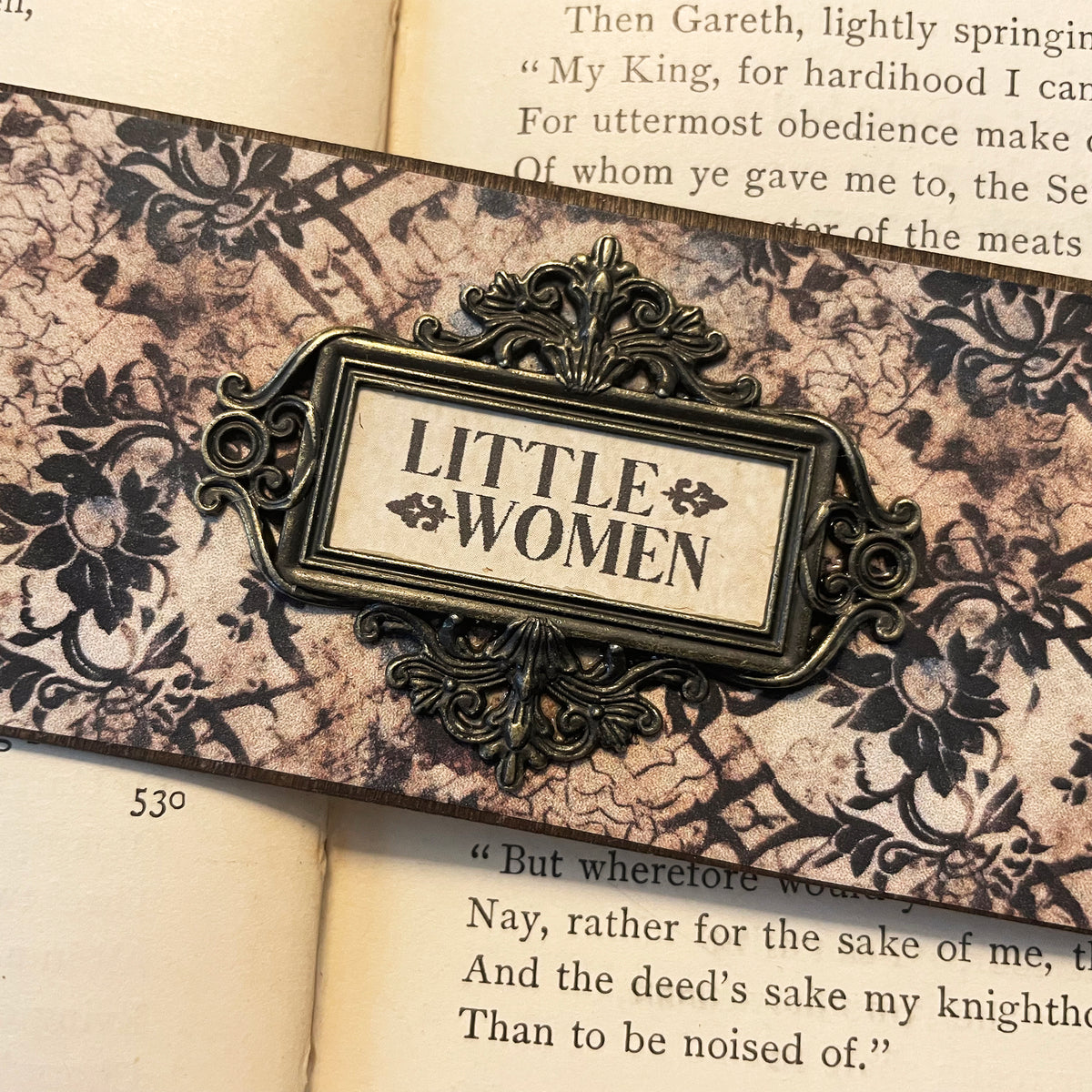 Little Women Bookmark: Handmade Wood Bookmark with Tassel and Charm