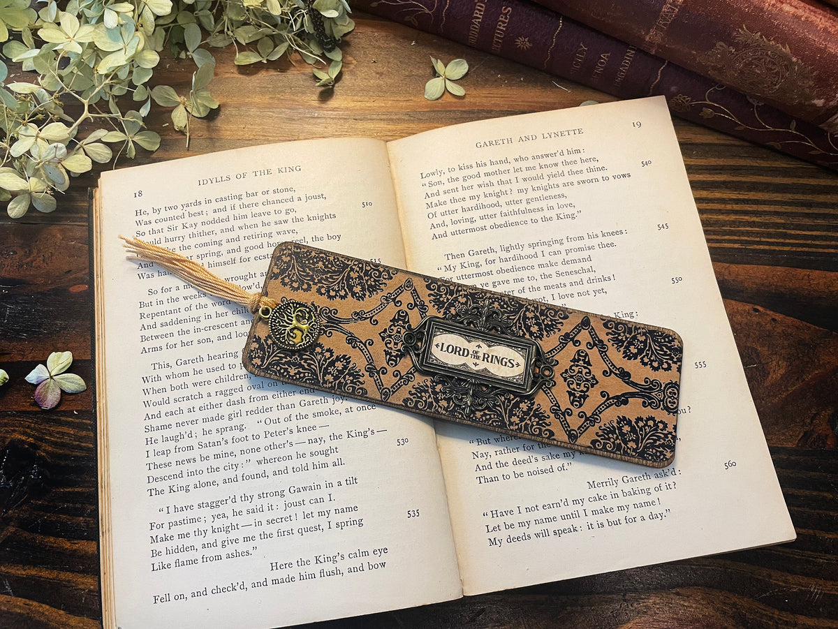 Lord of the Rings Bookmark: Handmade Wood Bookmark with Tassel and Charm