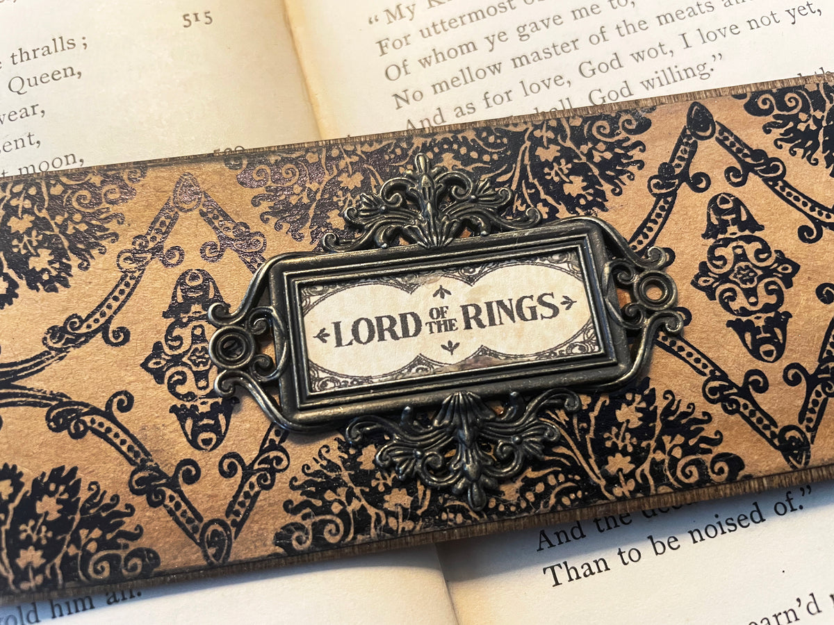 Lord of the Rings Bookmark: Handmade Wood Bookmark with Tassel and Charm