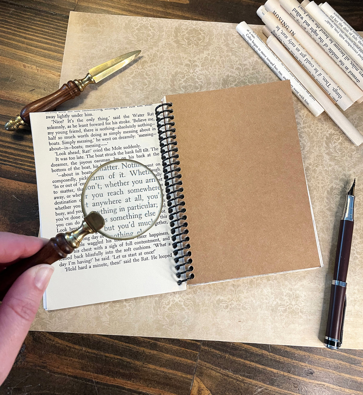 Reading Journal (“Ana Bolena Arquer” by Jules Adolphe Goupil), handmade journal featuring book pages from classic titles