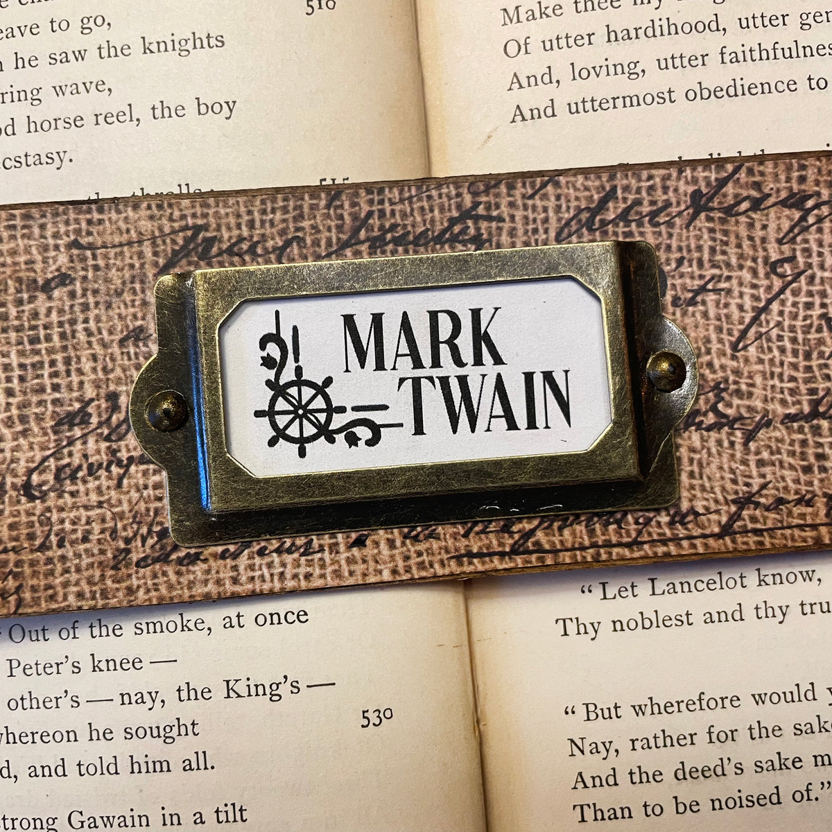 Mark Twain Bookmark: Handmade Wood Bookmark with Tassel and Charm